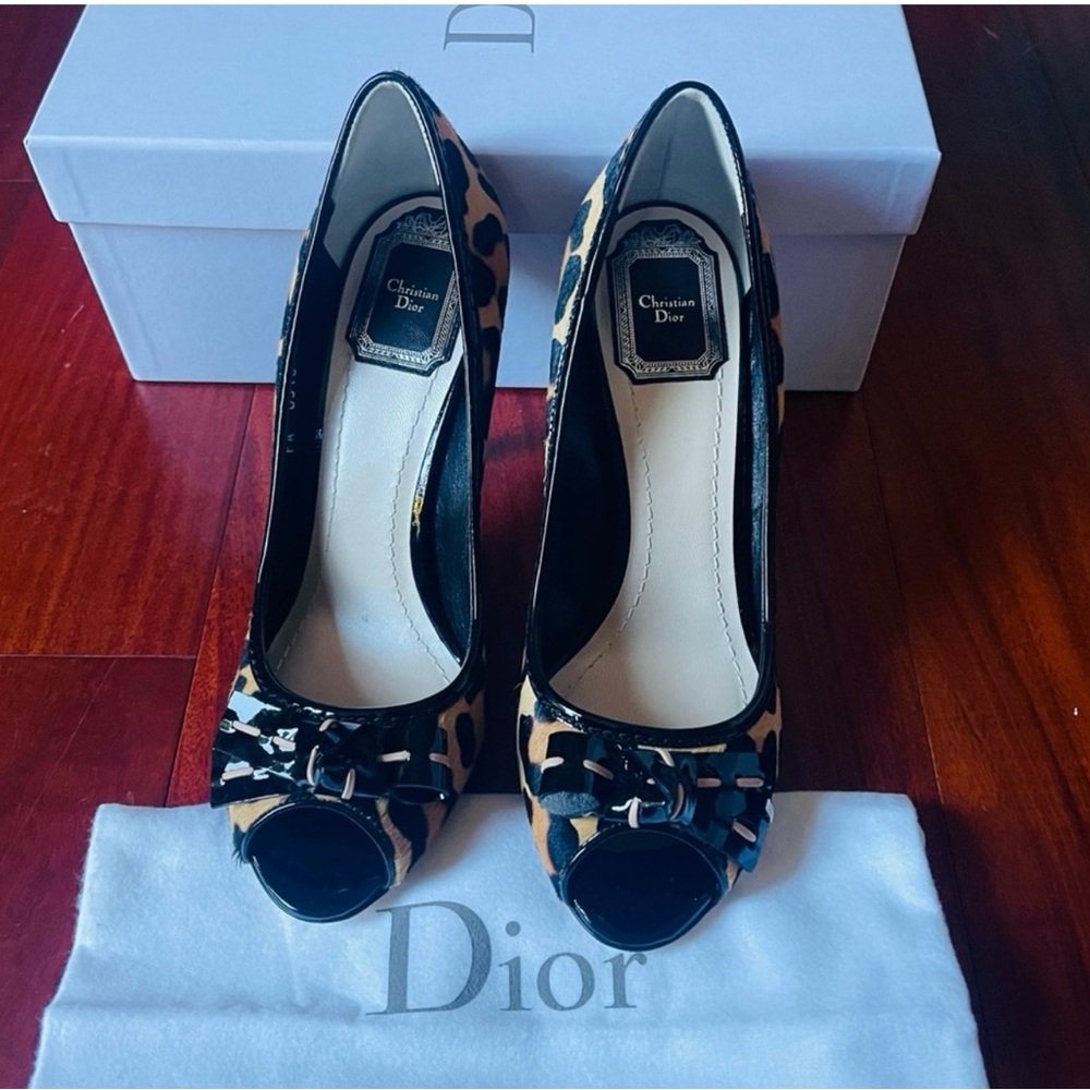 Christian Dior Peep-Toe Pump leopard 9cm heels size 38 New in the box - Picture 2 of 4